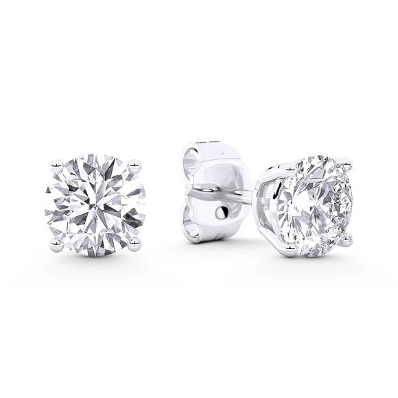 4.00ct Lab Grown Diamond Round Brilliant 4-Prong Stud Earrings in 14k White Gold